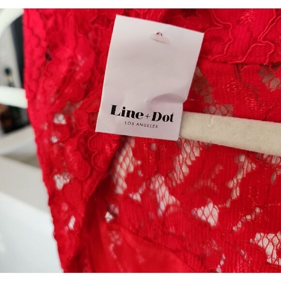 Line & Dot Red Lace Romper Size S NWT - Picture 6 of 9